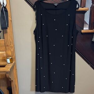Roz & Ali Black Pearl-Embellished Sleeveless Shift Dress
